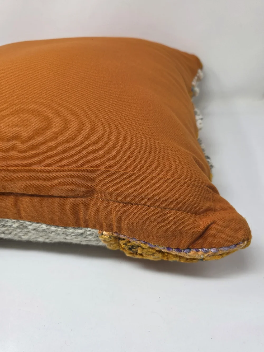 Pier 1 Mustard orange & Cream Textured Throw Pillow yarn/Knit/ Boho 16